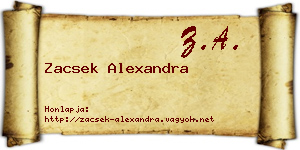 Zacsek Alexandra névjegykártya